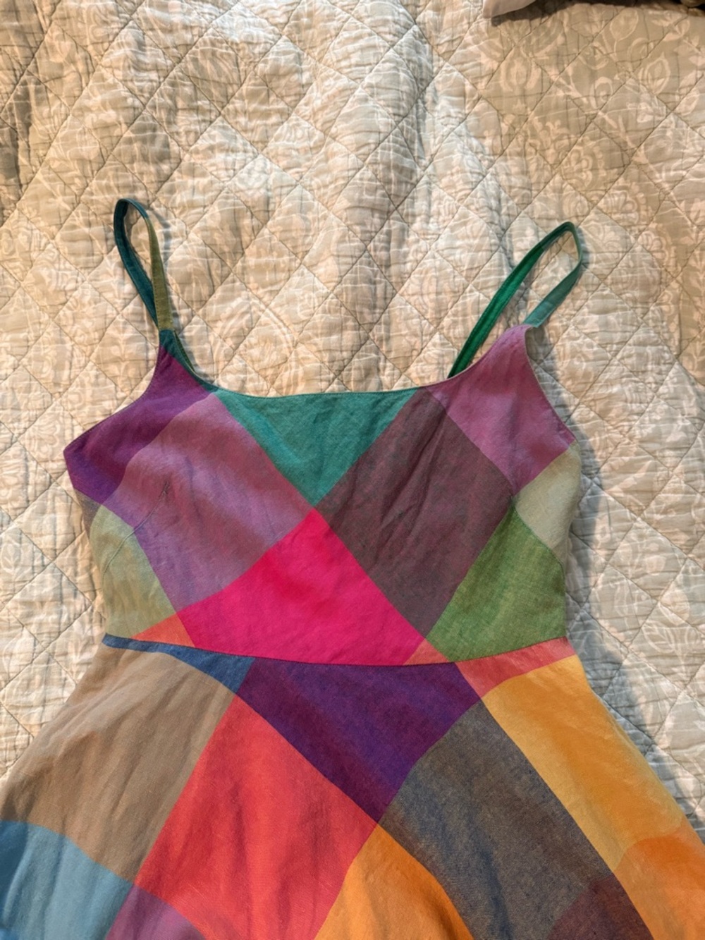 Liz Claiborne Multicolor Patchwork Maxi Dress in Pink, Green, Blue & Yellow - Picture 6 of 9